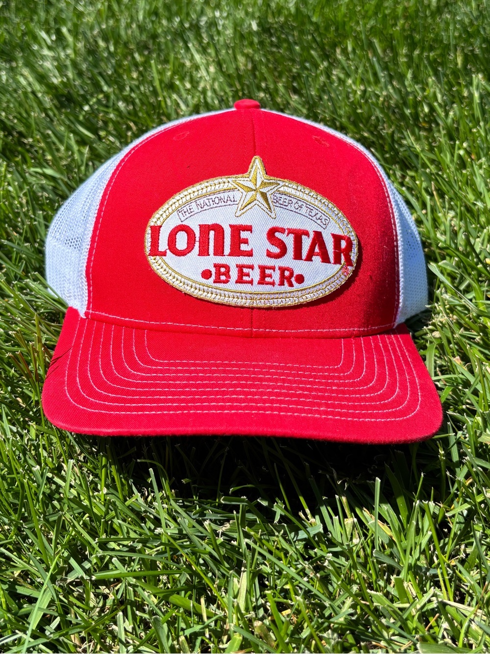Red Trucker Hat - Branded Mesh Cap Lone Star Beer